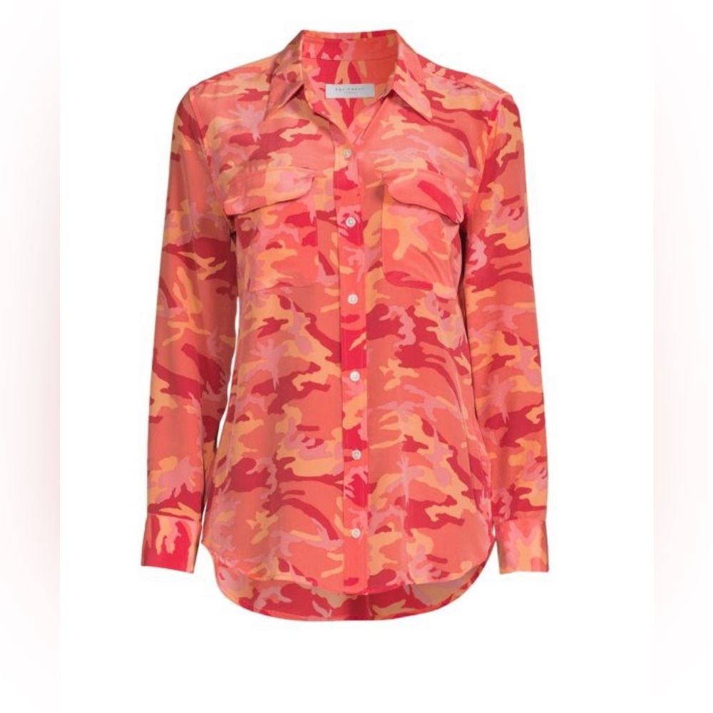 Equipment Femme Silk camouflage blouse button down shirt